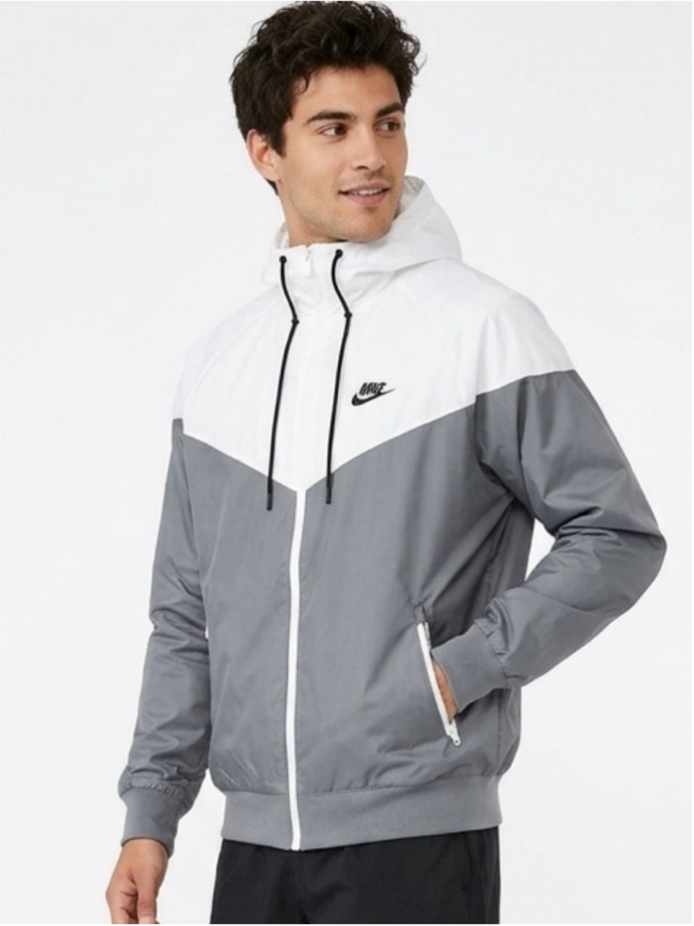 Nike Windrunner Hooded Jacket Small White Grey Colorblock Windbreaker Mesh
